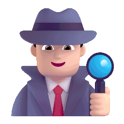 Animation eines Mannes, der mit einer Lupe sucht