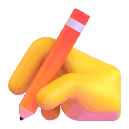 Hand hält Bleistift zum Schreiben von Emoji